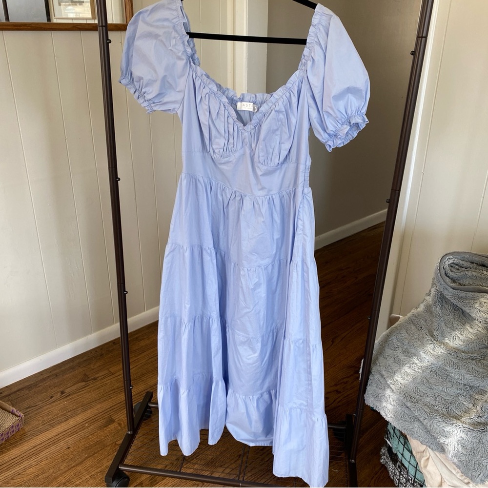 Astr Light Blue Midi Dress